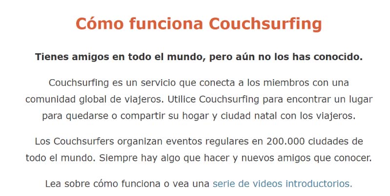 couchsurfing en español